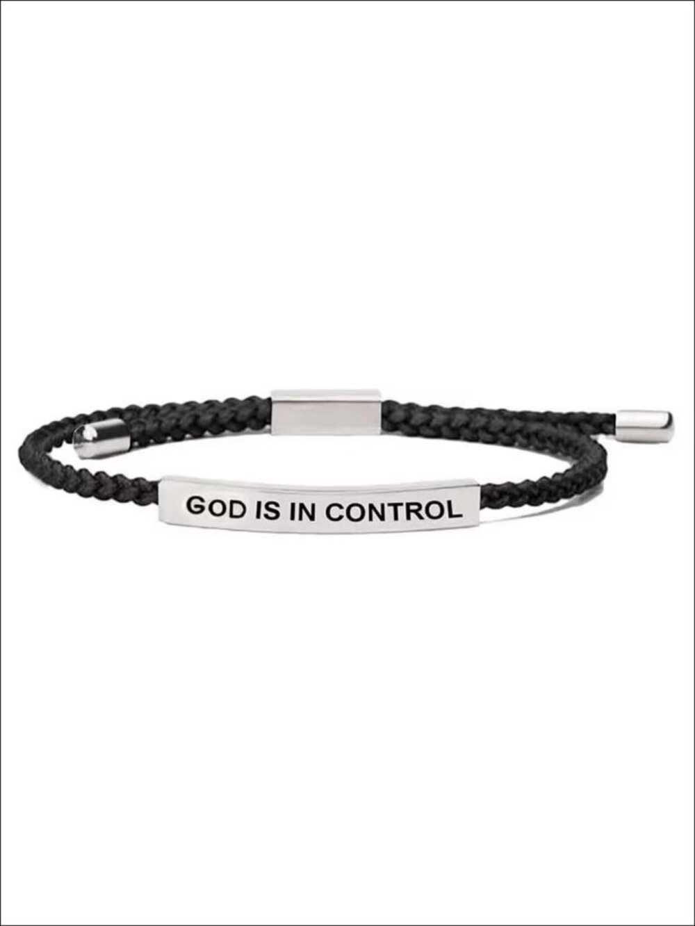 Stainless Steel God Is In Control Inspirational Bracelet Adjustable Christian